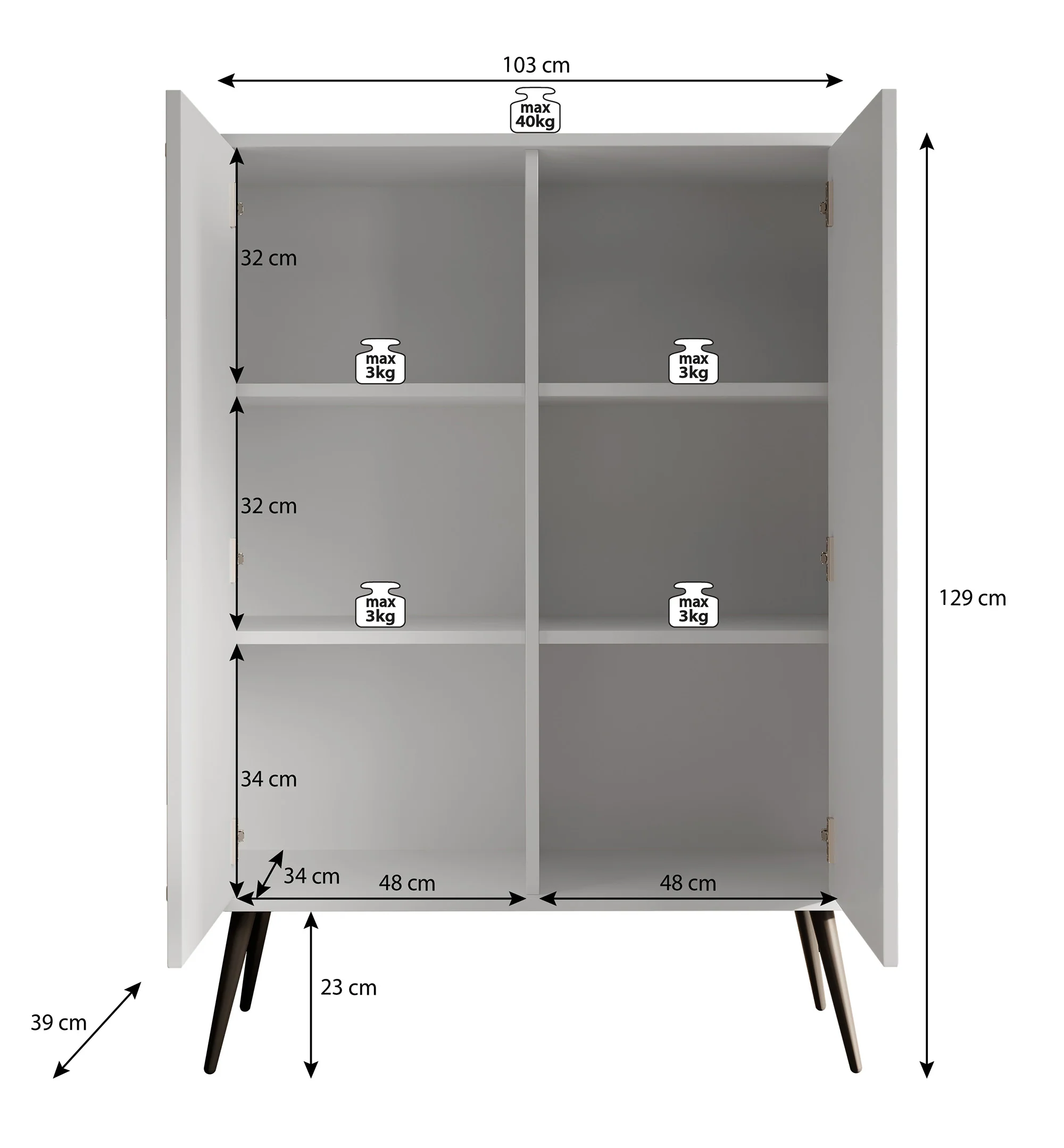 Zakari - Dressoir - Beige - 103x39x129 cm - Image 5