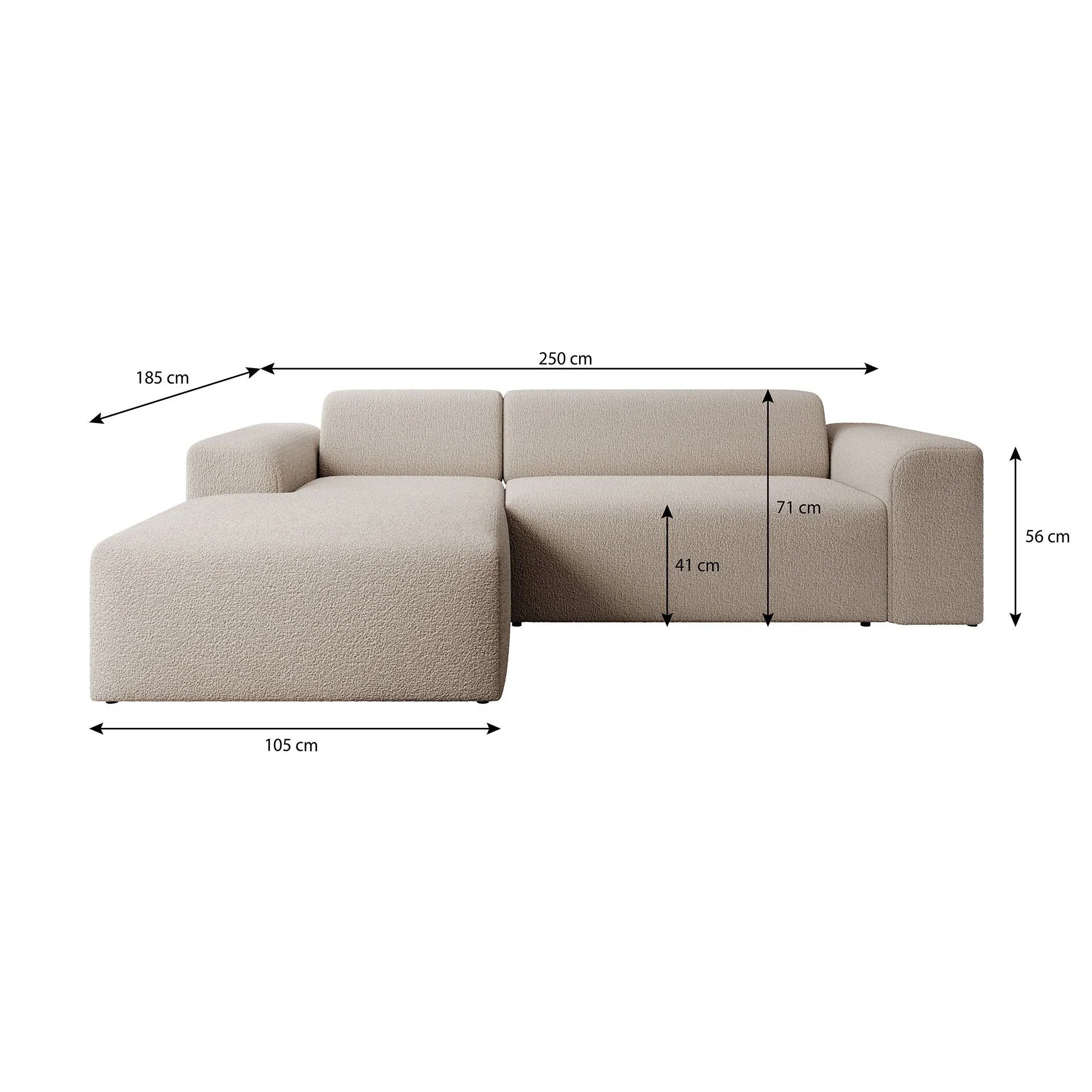 Zamzi - Hoekbank 3-zits met chaise longue - Teddystof beige - Links - Image 5