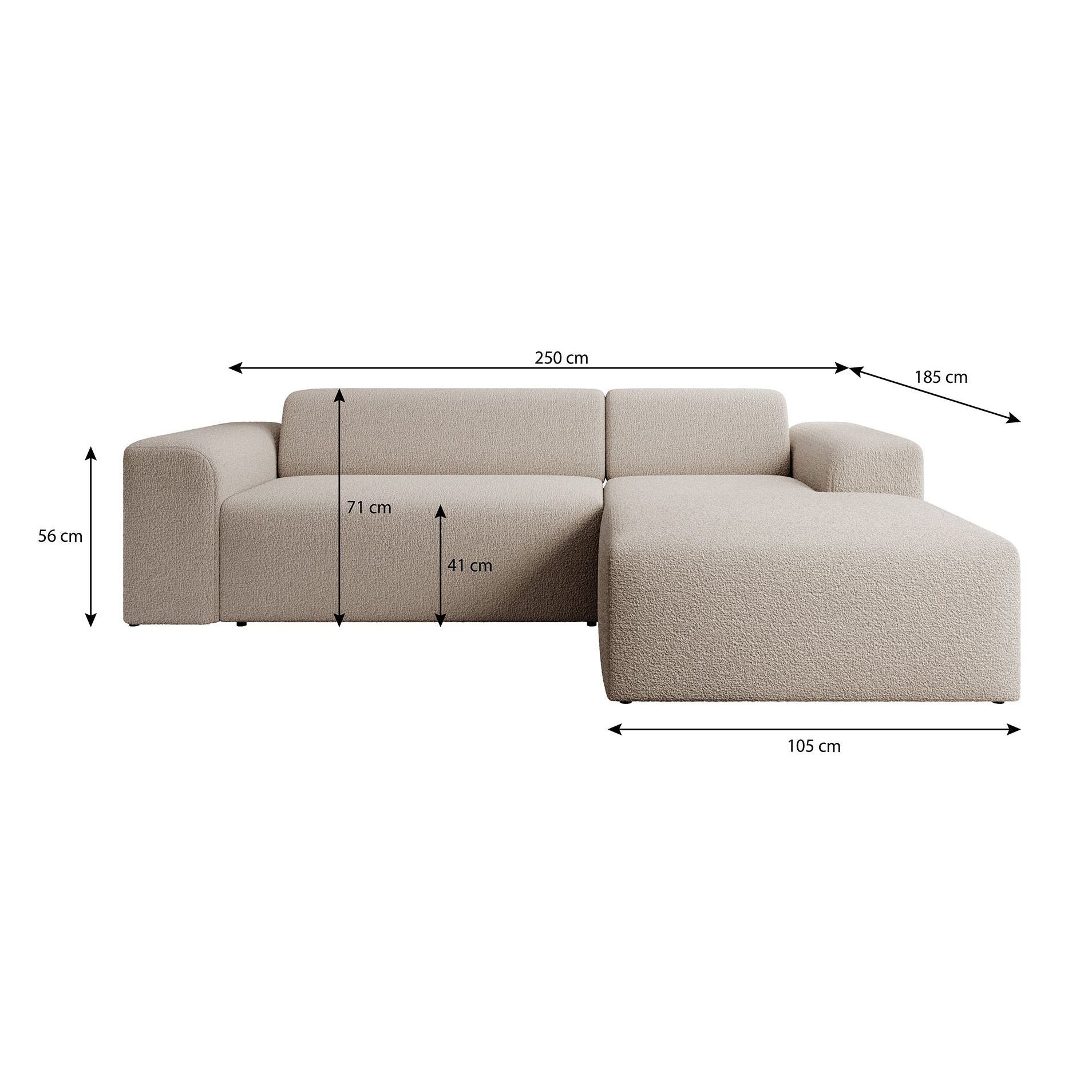 Zamzi - Hoekbank 3-zits met chaise longue - Teddystof beige - Rechts - Image 5