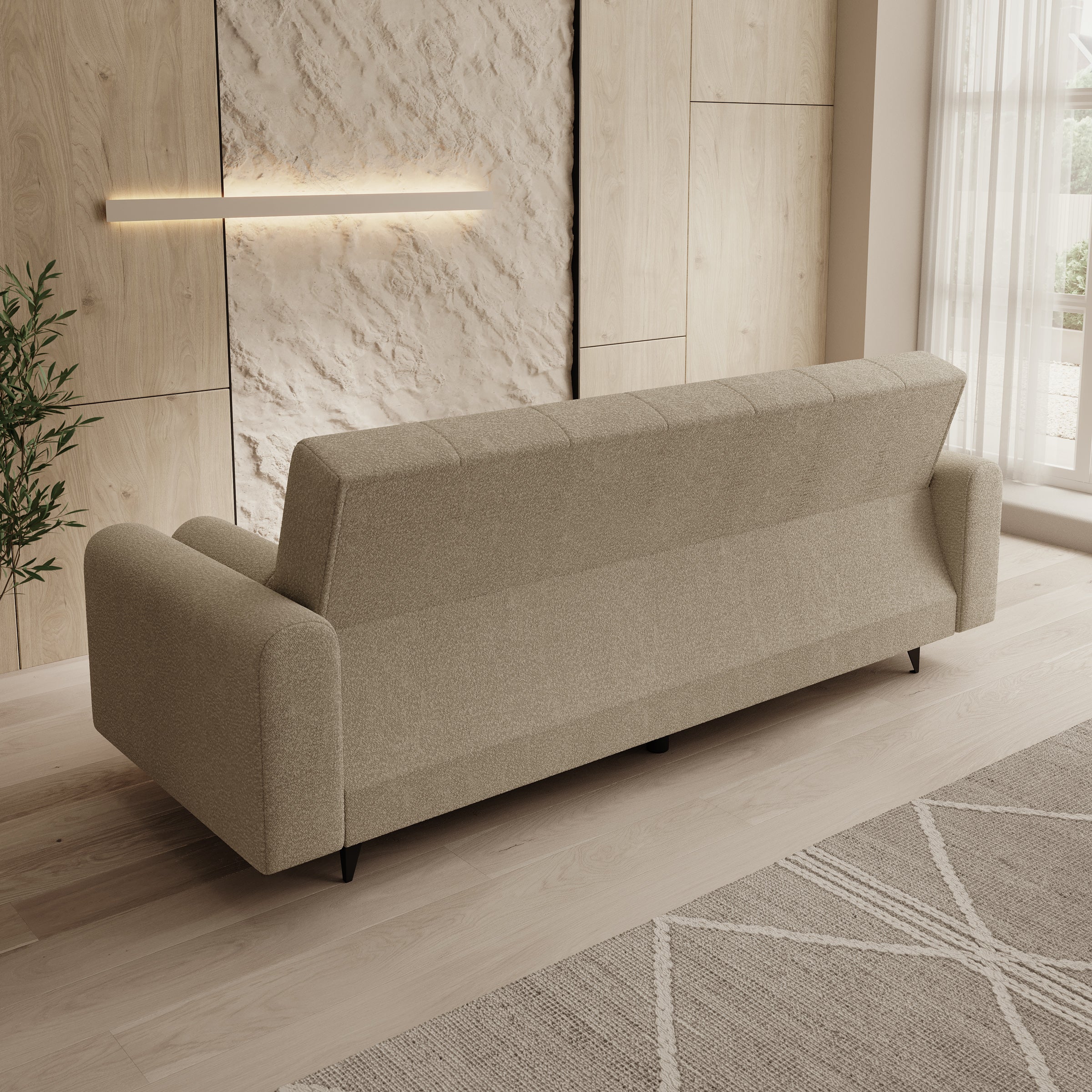 Zenzo - Slaapbank - Teddystof beige - 240x91x93 cm - Image 4